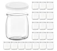 Winter Shore Vasetti per Yogurt 200 ml con Coperchio (20 Pezzi) - Vasetti Vetro Bomboniere Multiuso per Alimenti, Marmellata, Miele, Dolci, Candele - Lavastoviglie, Freezer e Microonde, Zero BPA