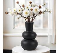 Winter Shore Vaso Nero Opaco Piccolo in Ceramica - Vaso Portafiori per Bouquet - Set Vaso Moderno - Vaso Fiori Interno - Vaso per Pampas Piccolo - Vaso Fiori Design Nero Liscio