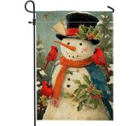 Winter Snow Man Colorful Cardinal Birds Bandiera Da Cortile Decorative Bandiera Moda Bandiere Per Il Portico Prato Dormitorio 30X45Cm