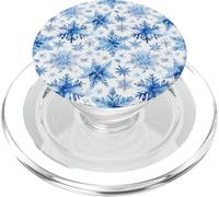 Winter Snowflake Pattern For Snow Women Blue Ice Flowers PopSockets PopGrip per MagSafe