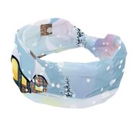 Winter Snowland Cabin Village - Fascia elastica per capelli da donna, fascia elastica per capelli, antiscivolo, fasce per capelli per allenamento sudore, accessori per capelli