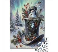Winter Snowman Hat Puzzle Giochi 1000 Pezzi Regalo Per Amore E Amico Arte Interesting Puzzle Adulti Foto 70x50cm/1000pcs