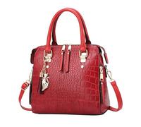 Winter Stone Pattern Leather Camera Bag Large Capacity Casual Fashion Versatile Shoulder Crossbody(Red)