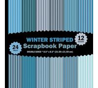 Winter Striped Scrapbook Paper: Blue Stripes Patterns for Origami, Mixed Media, Journals, Collages, Cards - 12 Designs - 2 Sheets/Design - 8.5"x8.5"