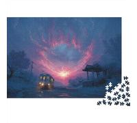 Winter Sunset Bus 1000 Pezzi Cartolina Premium Pacchetto Puzzle Senior Jigsaw Entusiasti Difficile Sfidante Decorazione Murale Pacchetto Valore 52x38cm/1000pcs