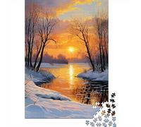 Winter Sunset River 1000 Pezzi Cartolina Premium Pacchetto Puzzle Senior Jigsaw Entusiasti Difficile Sfidante Decorazione Murale Pacchetto Valore 70x50cm/1000pcs