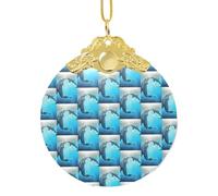 Winter The Delphin Classic Round Glass Ornament Metal Clip Holiday Pendant For Tree And Home Decoration