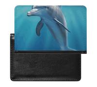 Winter The Delphin - Custodia per passaporto in pelle, sottile, da viaggio, per passaporto, carte di credito, carte d'identità, carte d'imbarco, biglietti, organizer per documenti da viaggio