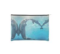 Winter The Delphin Piccolo Cosmetico Riutilizzabile Sacchetto di Trucco di Carta Portatile Viaggio Borsa Da Toilette Impermeabile Sacchetto di Immagazzinaggio, Inverno il delfino, Taglia unica