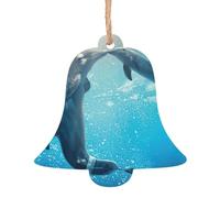 Winter The Delphin Print 6pcs Angelo Bell Albero Pupazzo di neve Forma Ornamenti in legno, Double Sided Hanging Pendant For Christmas