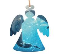 Winter The Delphin Print 6pcs Angelo Bell Albero Pupazzo di neve Forma Ornamenti in legno, Double Sided Hanging Pendant For Christmas