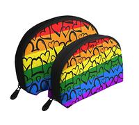 Winter The Dolphin - 2 trousse da viaggio per cosmetici, pochette portatile per articoli da toeletta da donna, Modello Arcobaleno Orgoglio Gay, Taglia unica