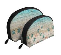 Winter The Dolphin - 2 trousse da viaggio per cosmetici, pochette portatile per articoli da toeletta da donna, Tartaruga Marina Stella Marina, Taglia unica