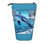 Winter The Dolphin - Astuccio espandibile per matite, in tessuto Oxford multi-design, altezza regolabile, borsa cosmetica multiuso