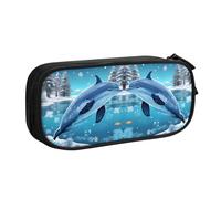 Winter The Dolphin - Astuccio per matite grande, semplice, multifunzionale, per ufficio
