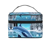 Winter The Dolphin - Beauty case da donna con stampa, grande organizer da viaggio