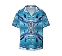Winter The Dolphin - Camicia a maniche corte con bottoni, vestibilità aderente, lunghezza senza pieghe, comodo tessuto elasticizzato., Nero, 3XL