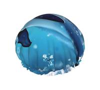 Winter The Dolphin - Cuffia da doccia riutilizzabile a doppio strato, impermeabile, con cordino elastico, per la pulizia della casa e la cura del viso