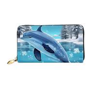 Winter The Dolphin - Portafoglio lungo da donna con cerniera, 19 x 10 cm, viene fornito con scomparti per carte di credito all'interno, leggero e resistente., nero, Taglia unica, moderno