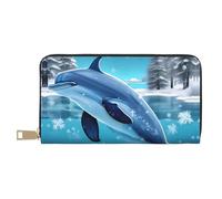 Winter The Dolphin Portafoglio portamonete a mano alla moda e versatile lungo può contenere telefoni cellulari, monete, chiavi