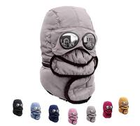 Winter Thermal Hat with Glasses, 4 in 1 Windproof Warm Hat Detachable Mask Neckband, Outdoor Sport Ski (Beige)