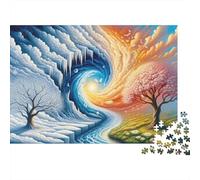Winter to Spring Transition Puzzle Impossibili 1000Pcs Decorazione Per La Casa. Rilassamento E Intelligence Per Adulti E Ragazzi Da 14 Anni 52x38cm/1000pcs