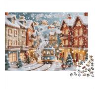 Winter Town 1000 Pezzi Puzzle Materiale Riciclabile Paper Christmas Street Anziani Puzzles Accessori per Giochi di Festa Ottimo Idea Regalo for Donne And Uomini Both 52x38cm/1000pcs