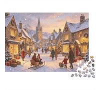 Winter Town Puzzles for Elderly 1000Pc Recyclable Paper Christmas Festive Puzzle for Adults Interesting Family Accessori da gioco Party Accessori da gioco for Home 38x26cm/1000pcs