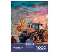Winter Tractor Scene 1000 Pezzi Carta Durevole Rustic Farm Celebration Style Puzzle Adulti Portatile Allenamento Cerebrale Intrattenimento Fine Settimana A Domicilio Divertente 70x50cm/1000pcs