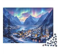 Winter Village Aurora Puzzle 1000 Pezzi Adulti E Bambini Intrattenimento Creativo Puzzle Molto Difficile Decorazione Murale Stimolo Cognitivo Cartone Riciclato 52x38cm/1000pcs