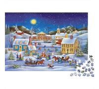Winter Village Scene 1000 Pezzi Cartone Resistente Puzzle Classico Per Adulti Bambini Impossibile Difficile Sfidante Decompressione Decorazione Murale Idea Regalo 52x38cm/1000pcs