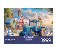 Winter Village Scene Premium Paper Material Vintage Tractor Art Style Fun Brain Teaser Game, Evening Relaxation And Holiday Indoor Activities 52x38cm/1000pcs