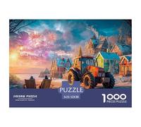 Winter Village Scene Safe Cardboard Material Festive Holiday Illustration Fun Challenging Experience, Great for Adults And Older Teenagers Alike 52x38cm/1000pcs