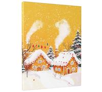 Winter Village - Tela decorativa da parete, con scena nevicata gialla, decorazione estetica per la casa, soggiorno, camera da letto, senza cornice, 12 x 16 pollici