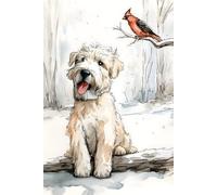 Winter Wheaten Terrier & Cardinal Notebook: 6×9 Wide-Ruled Lined Pages for Writing & Everyday Notes