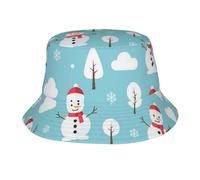 Winter White Christmas Snowman Tree Donna Uomo Bucket Hat Protezione UV Cappelli A Secchiello Classico Cappelli Estivo per Spiaggia Caccia Ciclismo All'Aperto