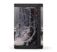 Winter Wildlife - Portafoglio a tre ante con alce e cervo, con scomparti per carte di credito, per uomo e donna, Stile:, Taglia unica