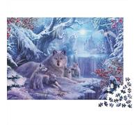 Winter Wolves Pack-Fantasy Forest Scene Jigsaw Puzzle Impossibili 1000Pcs Wolf Family in Snow Decorazione Per La Casa. Rilassamento E Intelligence Per Adulti E Ragazzi Da 14 Anni 38x26cm/1000pcs