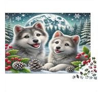 Winter Wolves Scene 1000 Pezzi Cartolina Premium Puzzle Premium Fans Per Ragazzi 12-18 Anni Difficile Sfidante Decorazione Murale 52x38cm/1000pcs