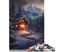Winter Wonderland Cabin Jigsaw Puzzle Impossible 1000Pcs Decorazione Per La Casa. Rilassamento E Intelligence Per Adulti E Bambini Da 12 Anni 500pcs (52x38cm)