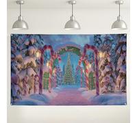 Winter Wonderland Candy Cane Sfondo da parete, Festivo Albero di Natale Scena Fotografia Sfondo Fotografico, Vacanze Interni/Esterni Forniture per feste 180x109 cm