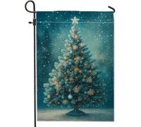 Winter Wonderland Christmas Tree Blue Snowy Scene Bandiere Verticale Robuste Flag Durevole Bandiera Da Giardino Per Interno Cortile Portico 30X45Cm