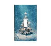 Winter Wonderland - Copertura per interruttore della luce, design con albero di Natale blu freddo per decorazioni natalizie, piastre da parete in materiale termoplastico, dimensioni standard a levetta