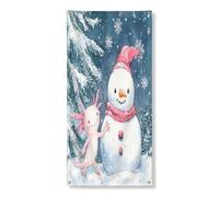 Winter Wonderland - Decorazione per porta, con simpatico pupazzo di neve e creatura, per vacanze, interni ed esterni, 91 x 182 cm