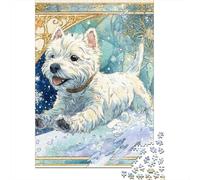 Winter Wonderland Dog Art Print Jigsaw Puzzle Impossible 1000 Pezzi Decorazione Per La Casa. Giochi Rilassamento E Intelligence Per Adulti E Ragazzi Da 14 Anni 70x50cm/1000pcs