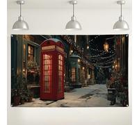 Winter Wonderland - Sfondo per cabina telefonica rossa, stile vintage, decorazione da parete per interni ed esterni, per eventi festivi, 180 x 109 cm