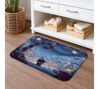 Winter Wonderland Tappetino da bagno ad asciugatura rapida, accogliente paesaggio innevato, assorbente, antiscivolo, in flanella, lavabile, per bagno, WC, decorativo, 40,6 x 61 cm