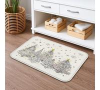 Winter Wonderland - Tappetino da bagno ad asciugatura rapida, motivo: alberi di Natale disegnati a mano, assorbente, antiscivolo, in flanella, lavabile, per bagno, WC, decorativo, 50 x 81 cm