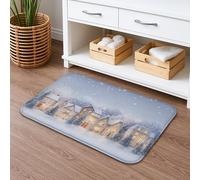 Winter Wonderland - Tappetino da bagno ad asciugatura rapida, motivo con case innevate, assorbente, antiscivolo, in flanella, lavabile, per bagno, WC, decorativo, 50 x 81 cm