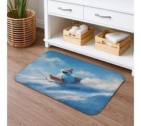 Winter Wonderland Tappetino da bagno ad asciugatura rapida, motivo pupazzo di neve, assorbente, antiscivolo, accogliente, in flanella, lavabile, per bagno, WC, decorativo, 50 x 81 cm